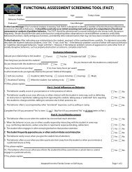 FUNCTIONAL ASSESSMENT SCREENING TOOL (FAST)