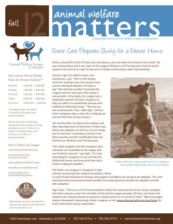 Read our Fall 2012 newsletter - Animal Welfare League of Alexandria