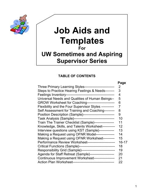 Job Aids and Templates - Office of Human Resource Development