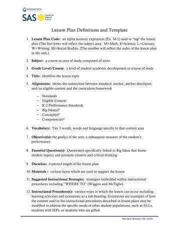 Lesson Plan Template and Definitions March 2011 - SAS