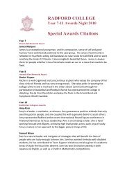 RADFORD COLLEGE Special Awards Citations
