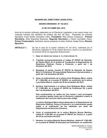 Acta142-2012 - Asamblea Legislativa