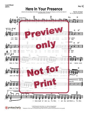 Here In Your Presence - Lead Sheet (SAT) - Praise Charts