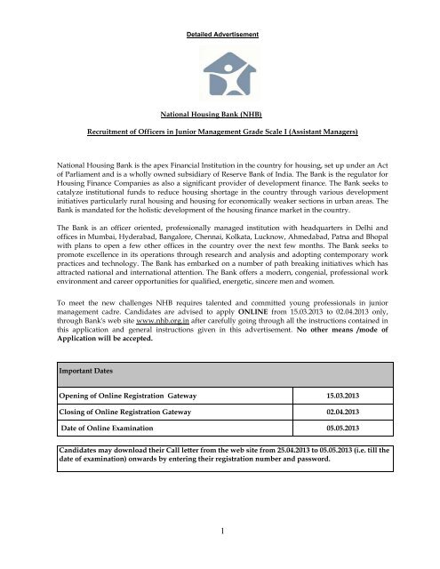 National Housing Bank Nhb Recruitment Of Officers Pt Education