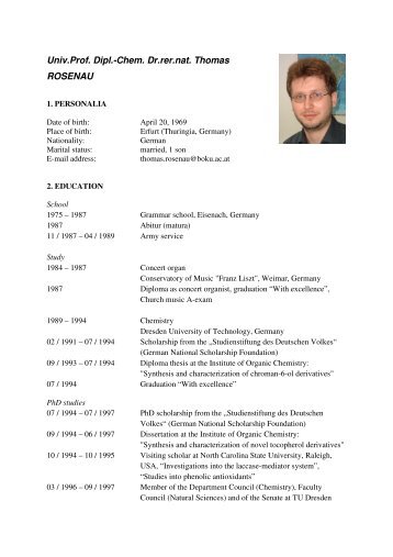 Univ.Prof. Dipl.-Chem. Dr.rer.nat. Thomas ROSENAU