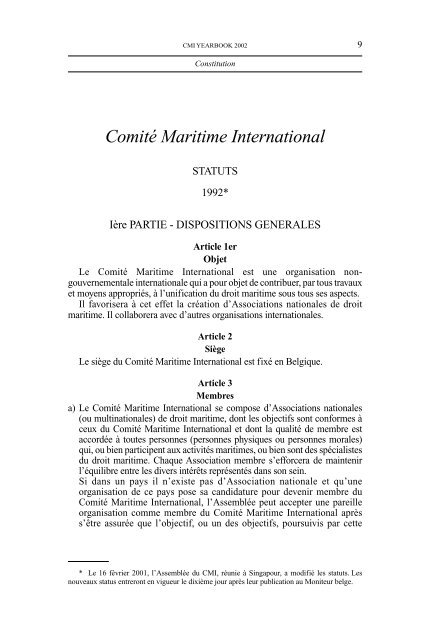 CMI Yearbook 2002 - Comite Maritime International