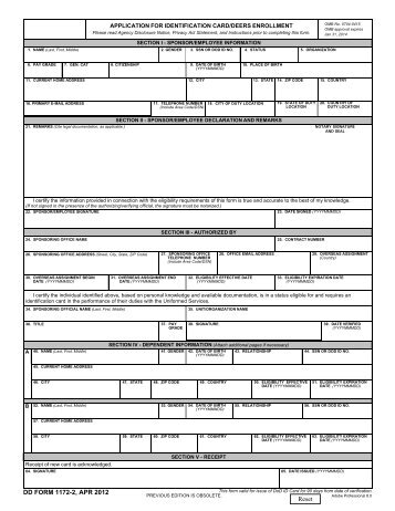 DD Form 1172-2, Application for Identification Card/DEERS ...