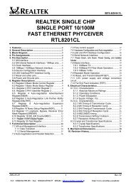 realtek single chip single port 10/100m fast ... - Cornelius-Consult