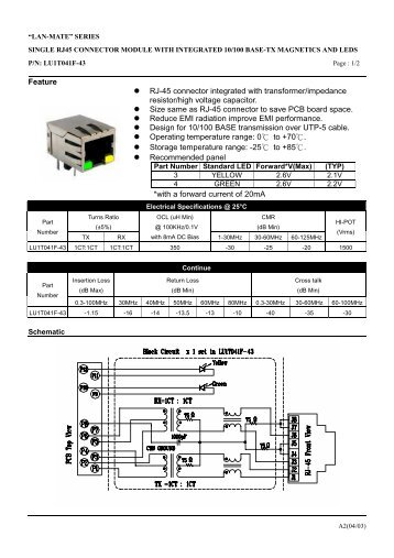 40 PIN SMD ETHERNET 10/100 BASE QUAD PORT TRANSFORMER