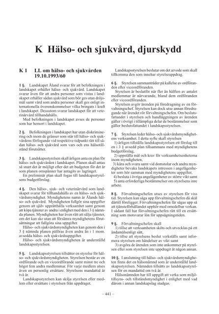 K Hälso- och sjukvård, djurskydd