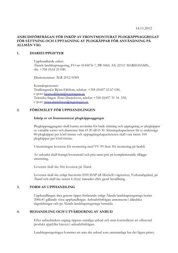 Anbudsförfrågan plogkäppsaggregat.pdf - Ålands landskapsregering