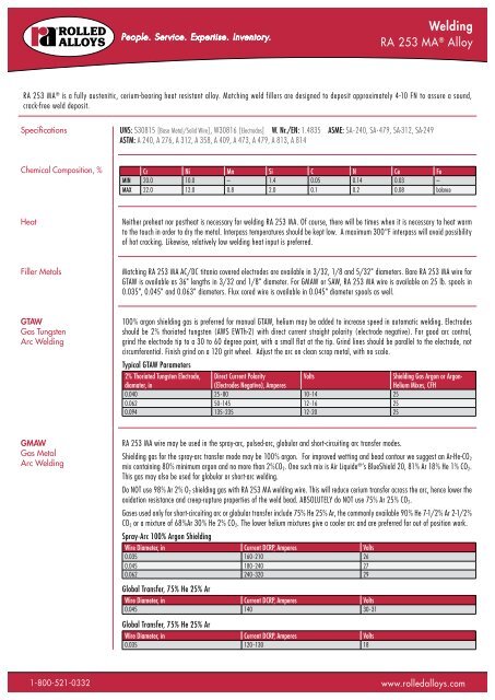 RA 253 MA - Rolled Alloys