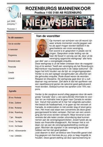 nieuwsbrief okt 2009 - Rozenburgs Mannenkoor