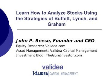 Learn How to Analyze Stocks Using the Strategies of Buffett, Lynch ...