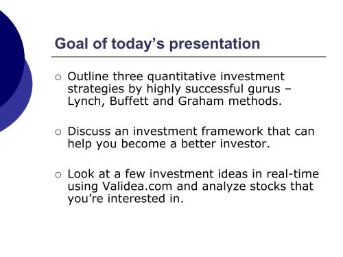 Learn How to Analyze Stocks Using the Strategies of Buffett, Lynch ...