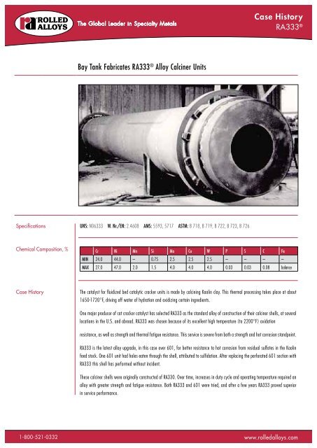 RA333 Calciner Shell - Rolled Alloys