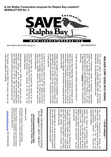 Is the Walker Corporation proposal for Ralphs ... - Save Ralphs Bay