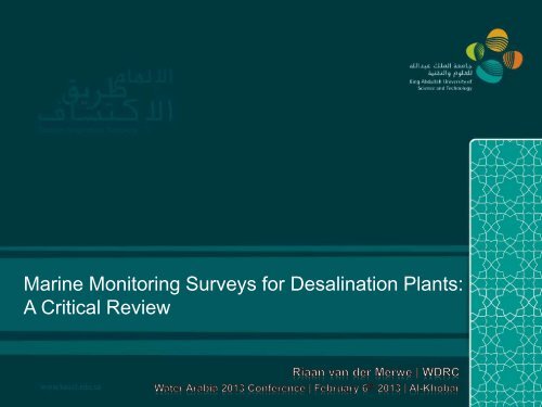 Marine Monitoring Surveys for Desalination Plants: A Critical Review