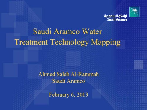 Saudi Aramco Technology Mapping for Water Desalination