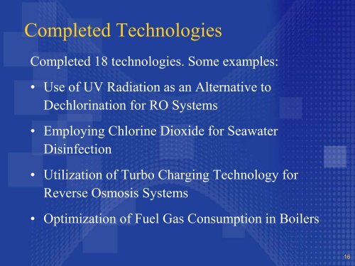 Saudi Aramco Technology Mapping for Water Desalination