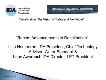 Desalination - Saudi Arabian Water Environment Association, SAWEA