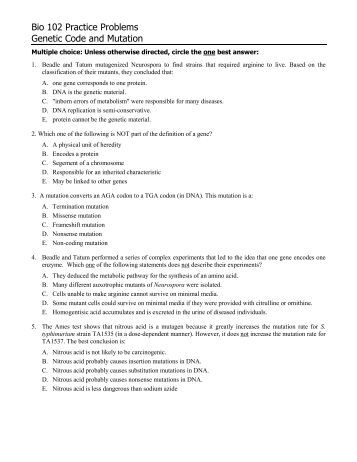 Printables Genetic Mutations Worksheet genetic mutation worksheet point pleasant beach bio 102 practice problems code and mutation