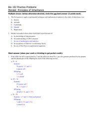 Bio 102 Practice Problems Mendel: Principles of Inheritance