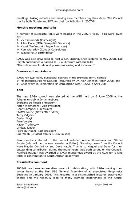 Download 2008 Aug Newsletter - South African Geophysical ...