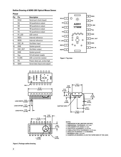 Agilent ADNS-2051 Optical Mouse Sensor