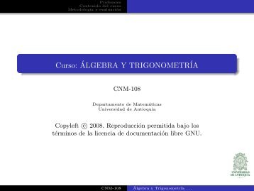 ALGEBRA Y TRIGONOMETRÃA - Departamento de MatemÃ¡ticas