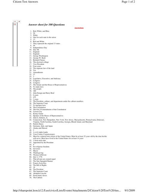 citizenship test answers