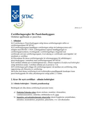 Certifieringsregler - Sitac