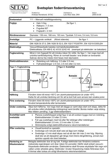 Svetsplan-Foderrörssvetsning 2005-03-09 - Sitac