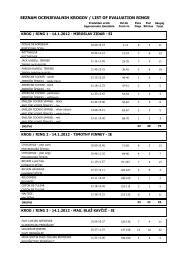 SEZNAM OCENJEVALNIH KROGOV / LIST OF EVALUATION RINGS