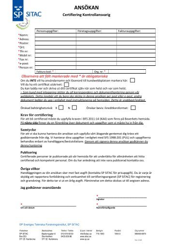 Certifiering Kontrollansvarig - Sitac