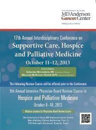 Supportive Care, Hospice and Palliative Medicine - MD Anderson ...