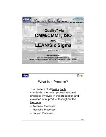 âQualityâ Via CMM/CMMI , ISO LEAN/Six Sigma - sqgne