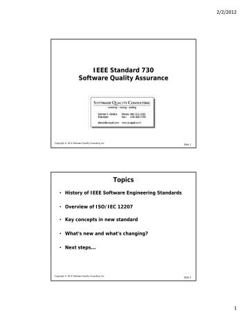 IEEE Standard 730 - Software Quality Group of New England