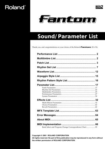 Sound/Parameter List - Roland Corporation US