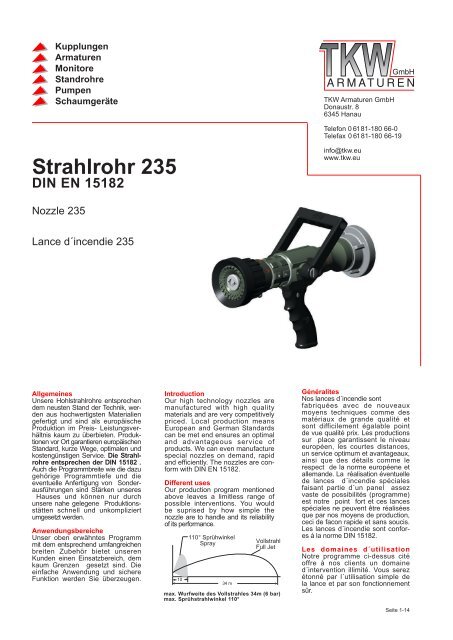 Strahlrohr 235 DIN EN 15182 - Brandschutz Gentsch  Ã‚Â· Karben