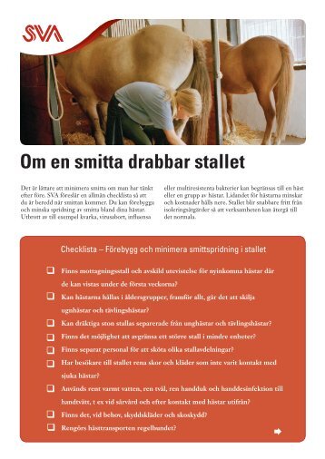 Om en smitta drabbar stallet - Checklista (pdf) - SVA