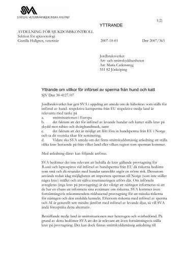 InfÃ¶rsel av sperma frÃ¥n hund och katt - SVA