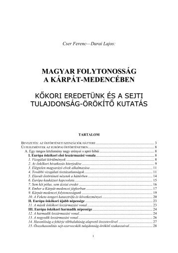 MAGYAR FOLYTONOSSÁG A KÁRPÁT-MEDENCÉBEN