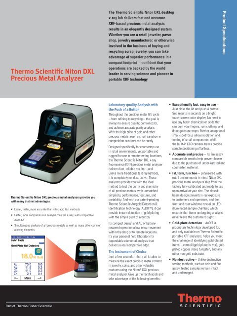 Thermo Scientific Niton DXL Precious Metal Analyzer