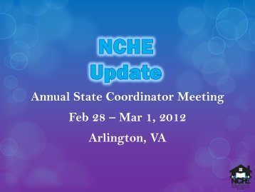 NCHE Update from the 2012 Annual State Coordinator's Meeting in ...