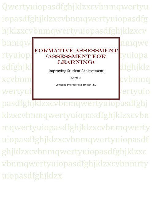 FORMATIVE ASSESSMENT (Assessment for learning)