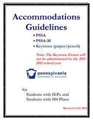 PSSA Accommodations Guidelines for Students with IEPs and
