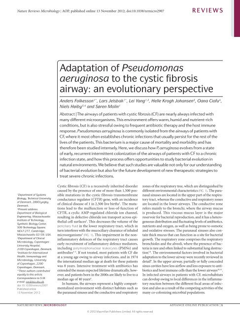 Adaptation of Pseudomonas aeruginosa to the cystic fibrosis airway ...