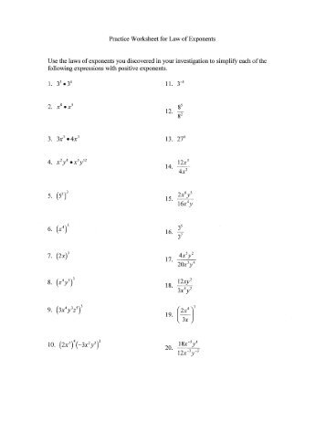 Laws of Exponents Graphic Organizer First Law of Exponents The 