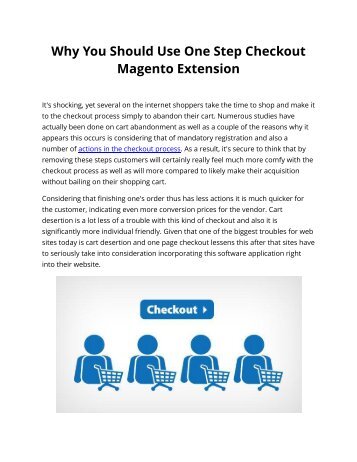 Why You Should Use One Step Checkout Magento Extension?